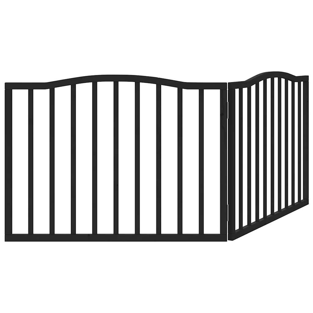 Cancello per Cani Pieghevole 2 Pannelli Nero 160cm Legno Pioppo