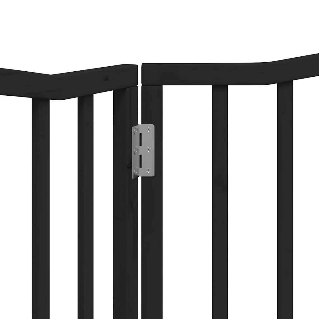 Cancello per Cani Pieghevole 2 Pannelli Nero 160cm Legno Pioppo