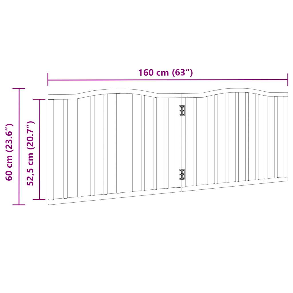Cancello per Cani Pieghevole 2 Pannelli Nero 160cm Legno Pioppo