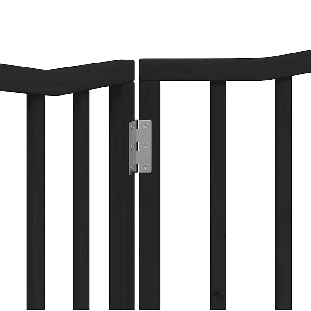 Cancello per Cani Pieghevole 2 Pannelli Nero 160cm Legno Pioppo
