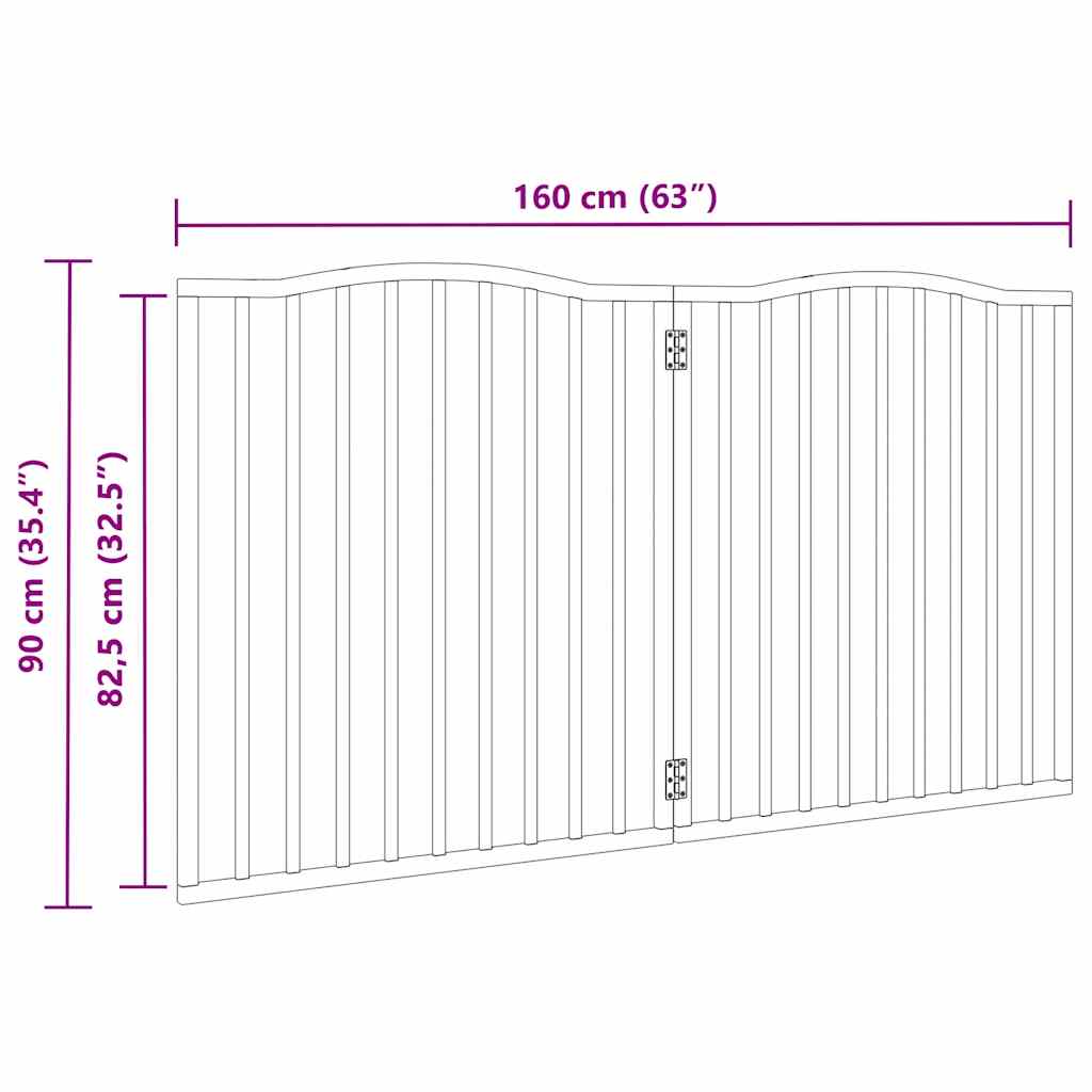 Cancello per Cani Pieghevole 2 Pannelli Nero 160cm Legno Pioppo