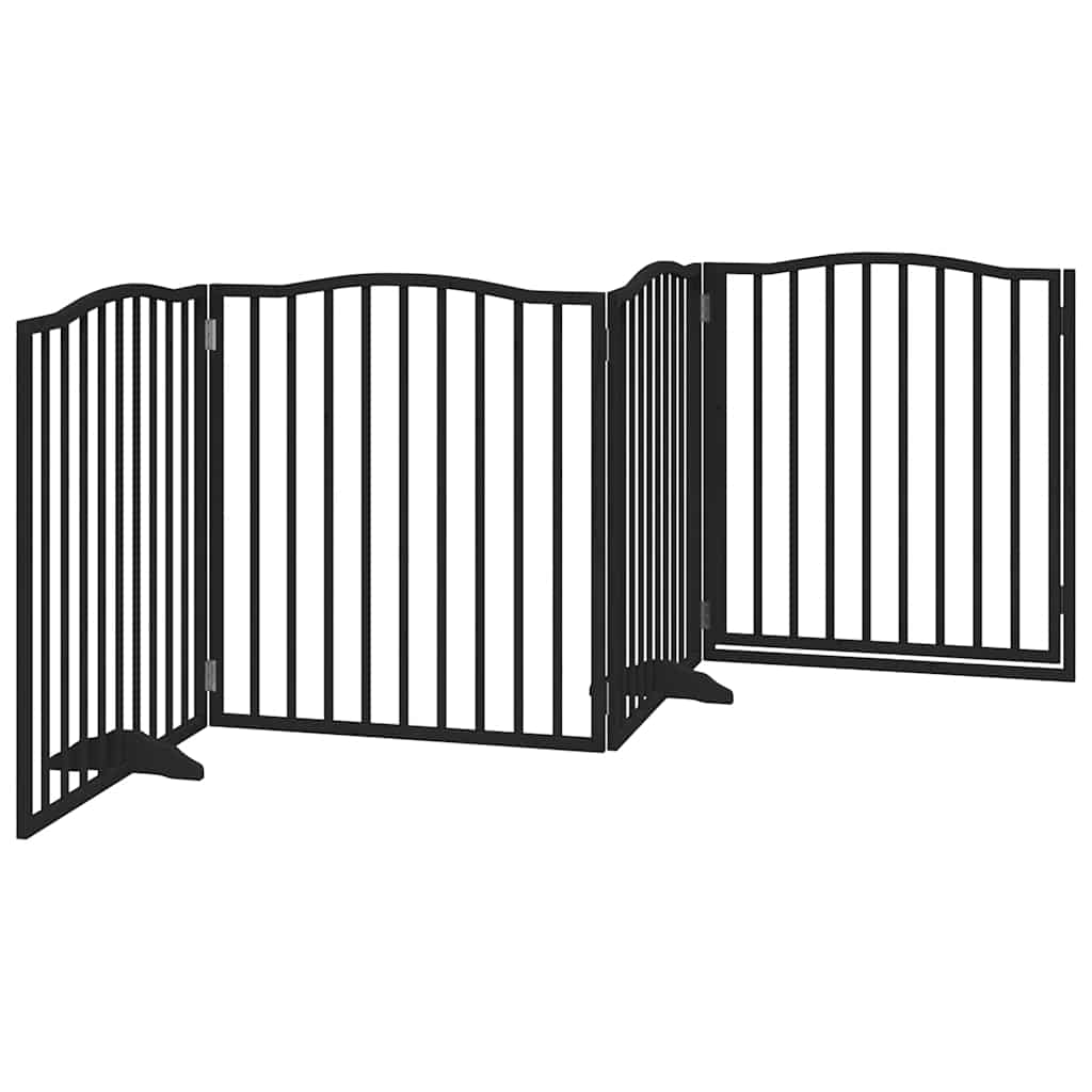 Cancello per Cani Porta Pieghevole Nero 4 Pannelli 320cm Pioppo