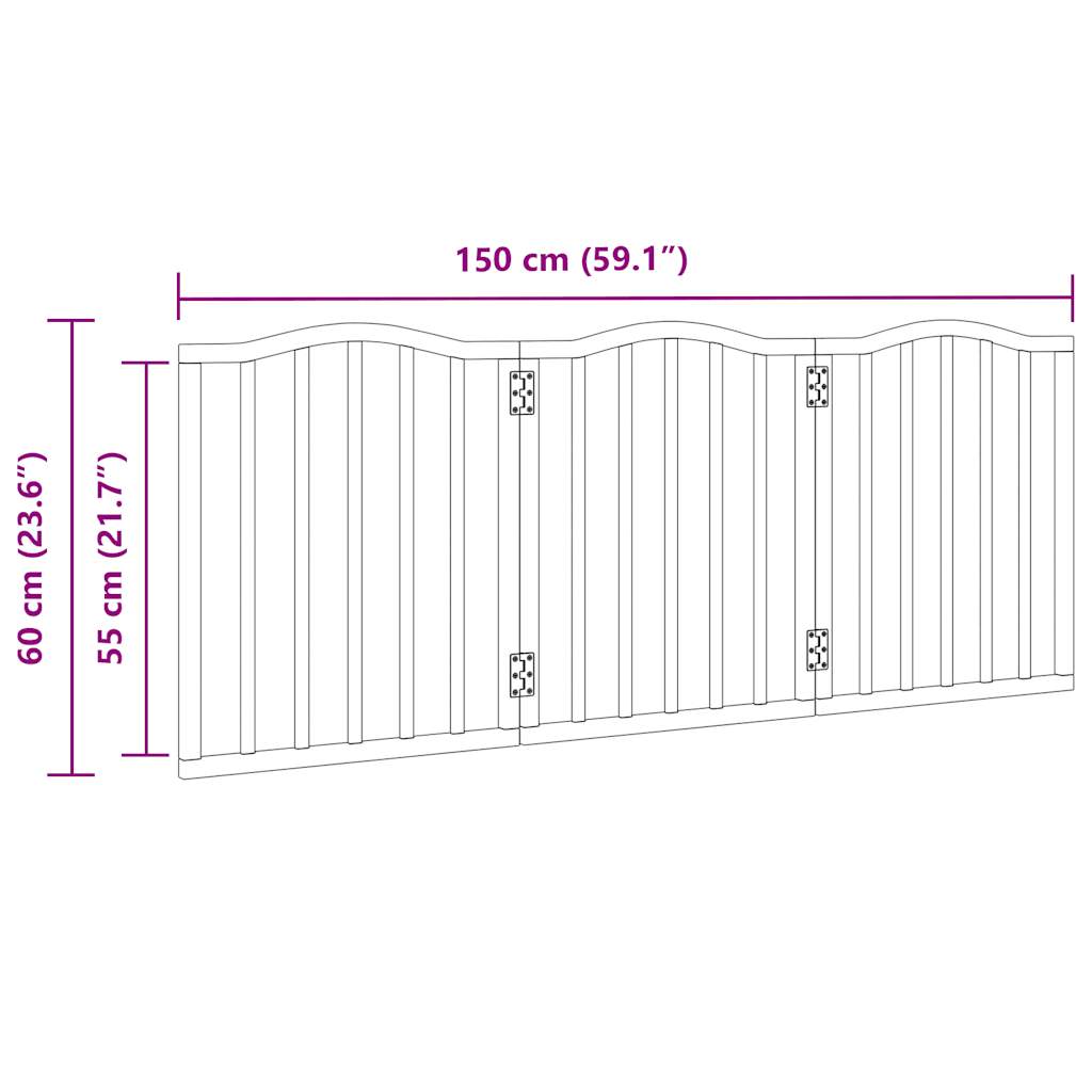 Cancello Cani Pieghevole 3 Pannelli Rovere Marrone 150cm Pioppo