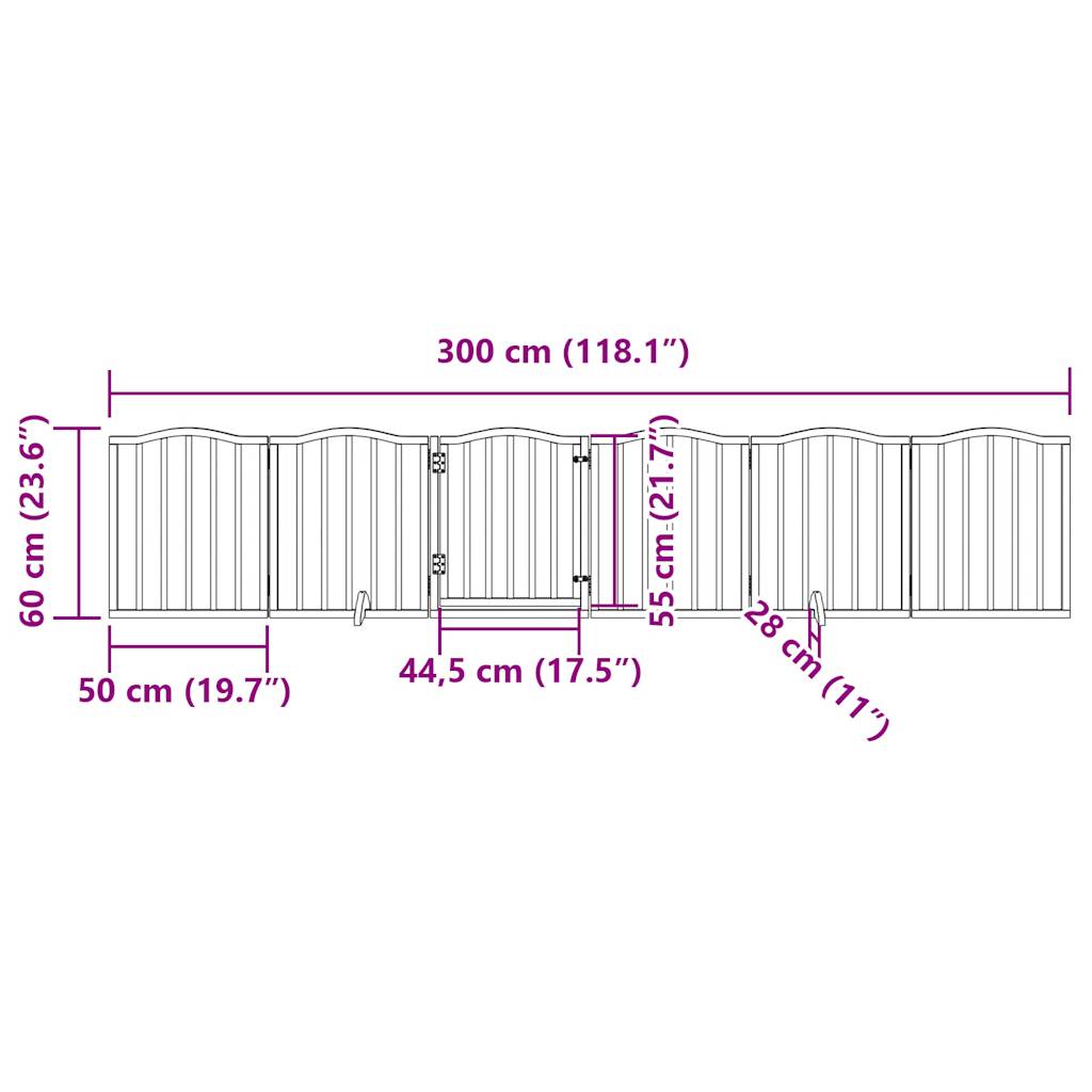 Cancello Cani Pieghevole Rovere Marrone 6 Pannelli 300cm Pioppo