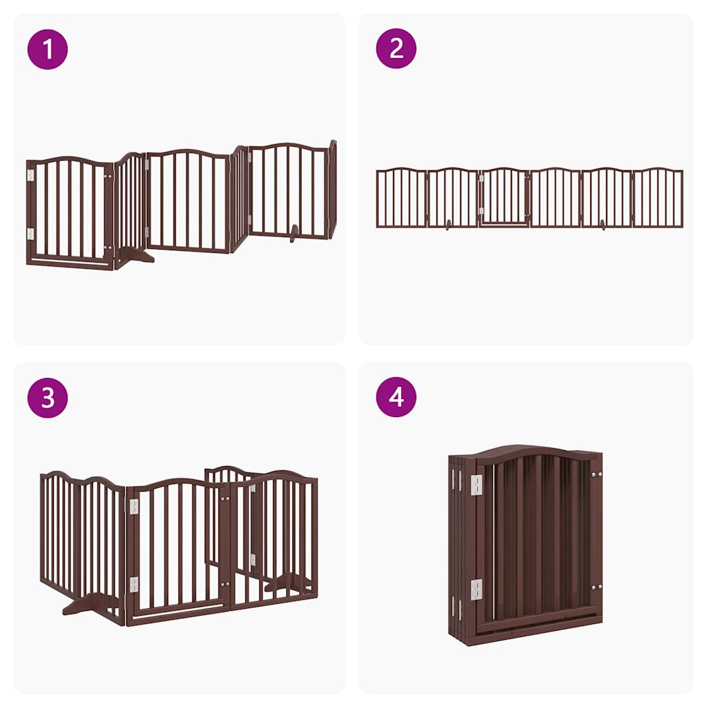 Cancello Cani Pieghevole Rovere Marrone 6 Pannelli 300cm Pioppo