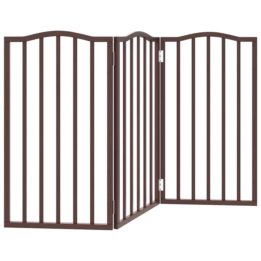 Cancello Cani Pieghevole 3 Pannelli Rovere Marrone 150cm Pioppo