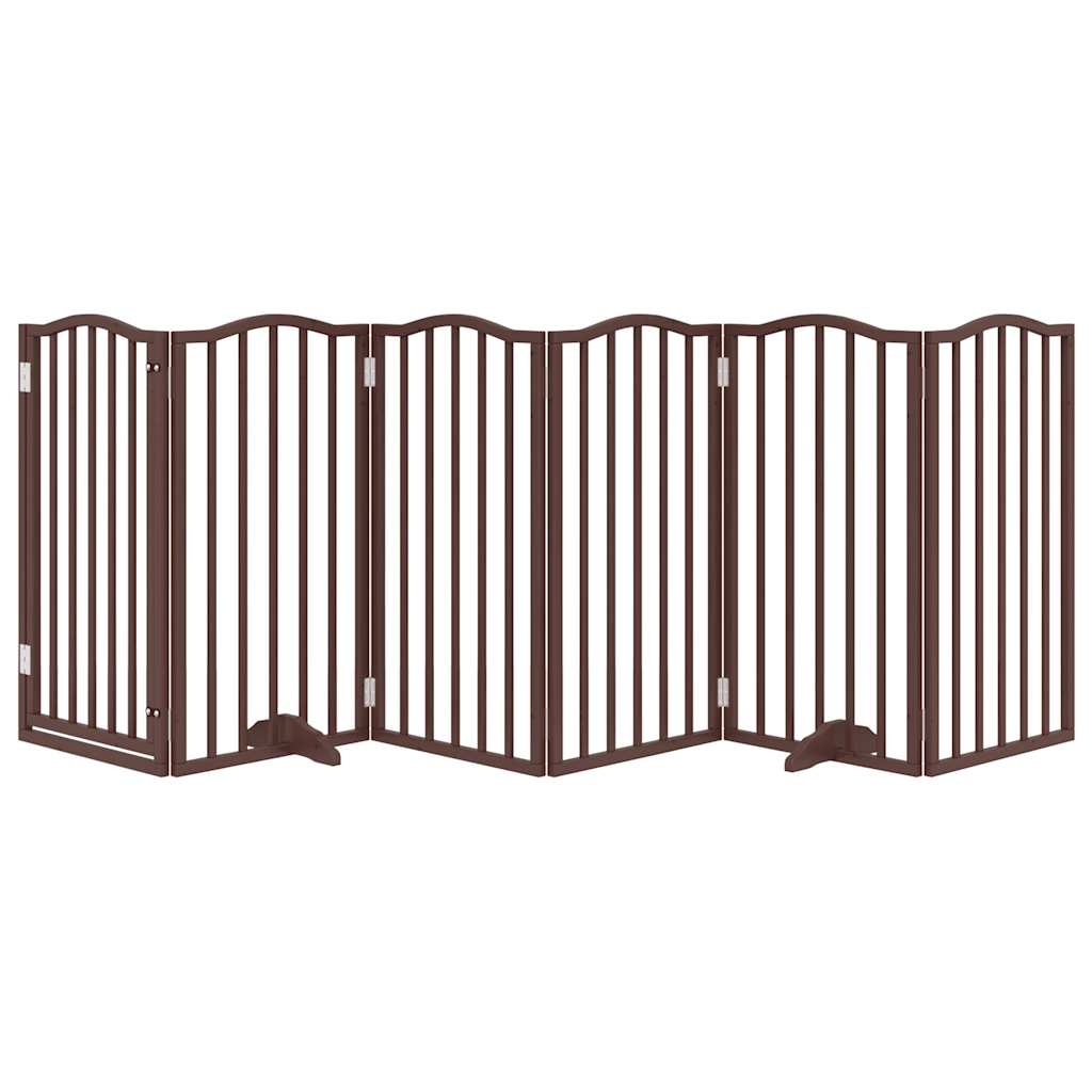 Cancello Cani Pieghevole Rovere Marrone 6 Pannelli 300cm Pioppo