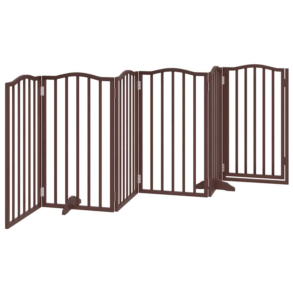 Cancello Cani Pieghevole Rovere Marrone 6 Pannelli 300cm Pioppo