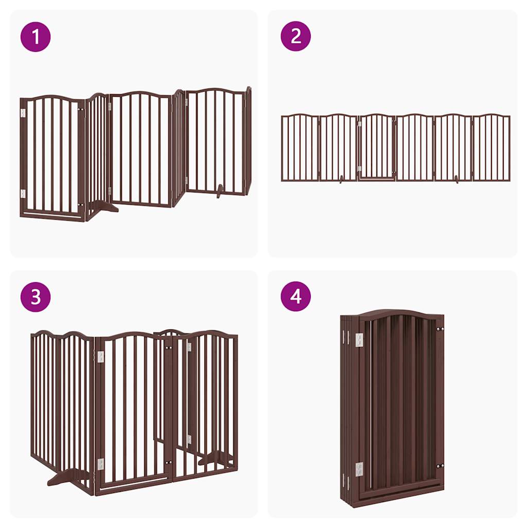 Cancello Cani Pieghevole Rovere Marrone 6 Pannelli 300cm Pioppo