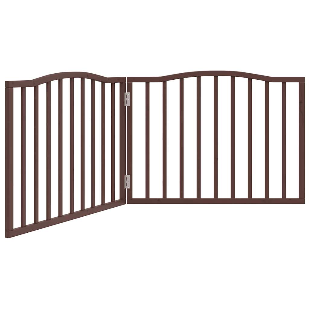 Cancello Cani Pieghevole 2 Pannelli Marrone 160cm Legno Pioppo