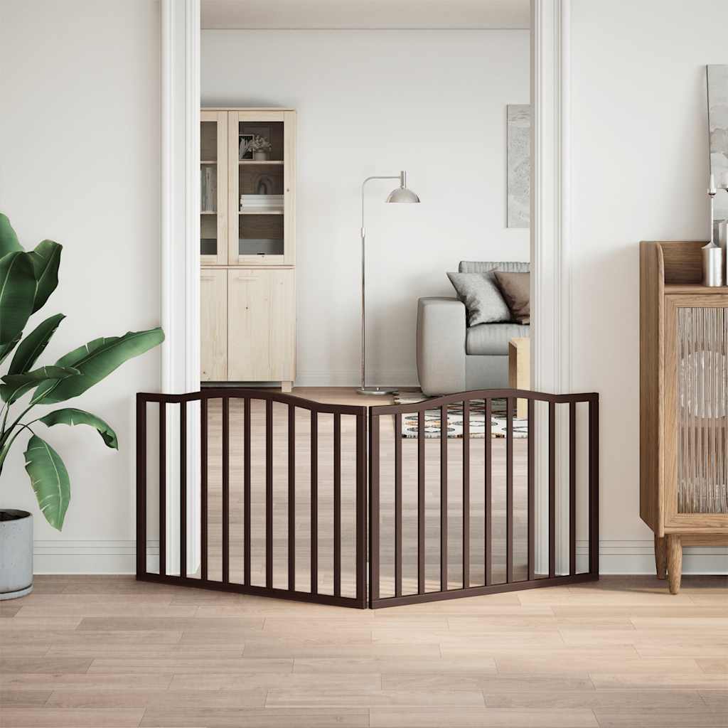 Cancello Cani Pieghevole 2 Pannelli Marrone 160cm Legno Pioppo