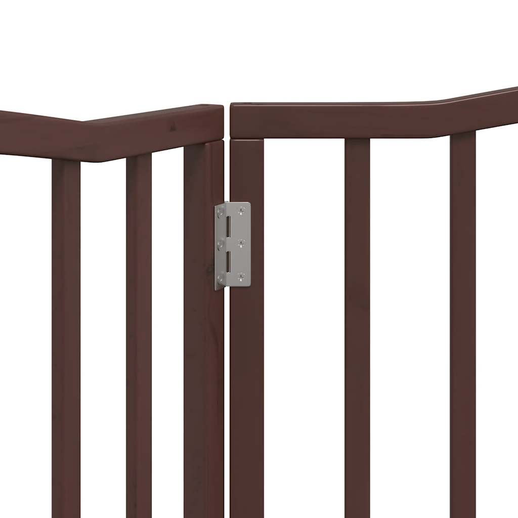 Cancello Cani Pieghevole 2 Pannelli Marrone 160cm Legno Pioppo