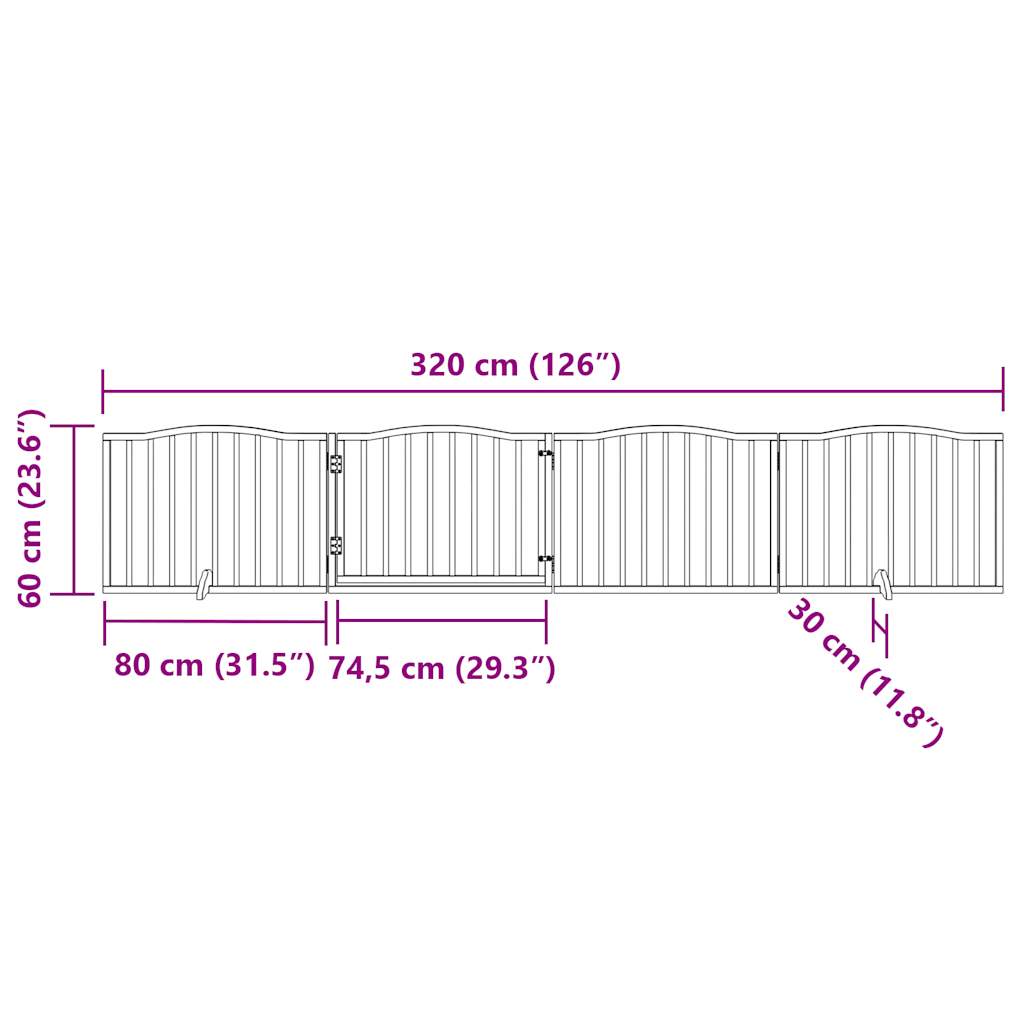 Cancello Cani Porta Pieghevole Marrone 4 Pannelli 320cm Pioppo