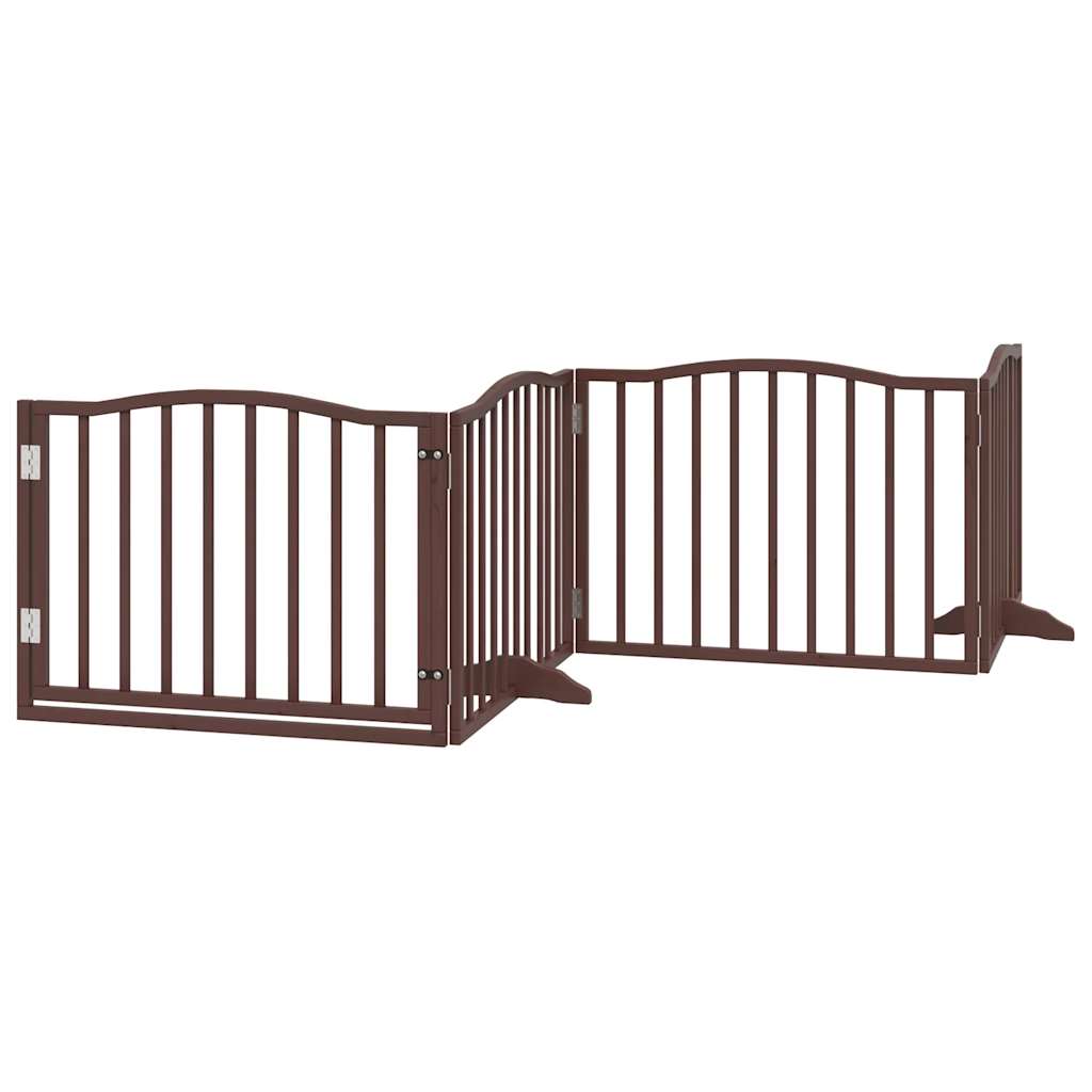 Cancello Cani Porta Pieghevole Marrone 4 Pannelli 320cm Pioppo