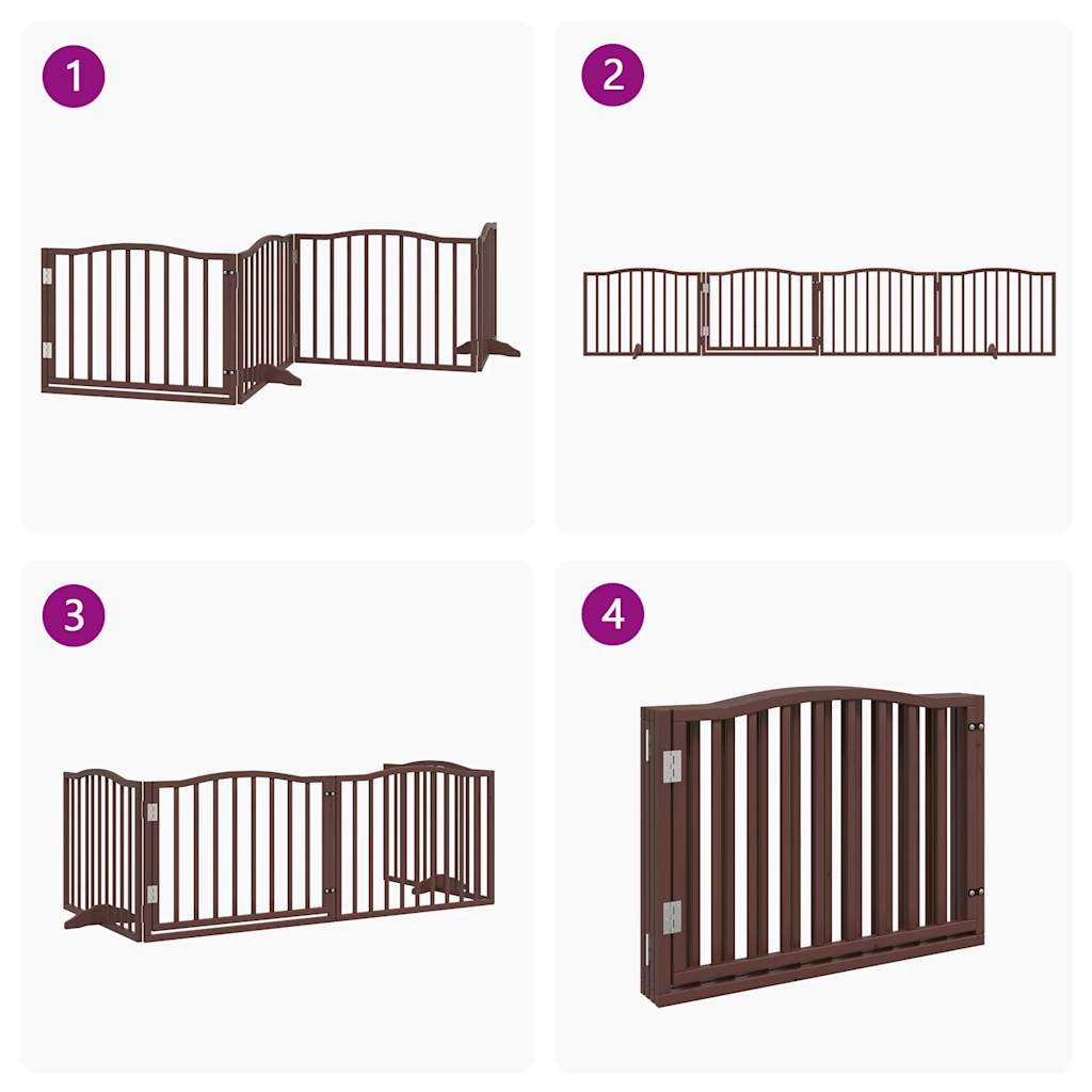 Cancello Cani Porta Pieghevole Marrone 4 Pannelli 320cm Pioppo