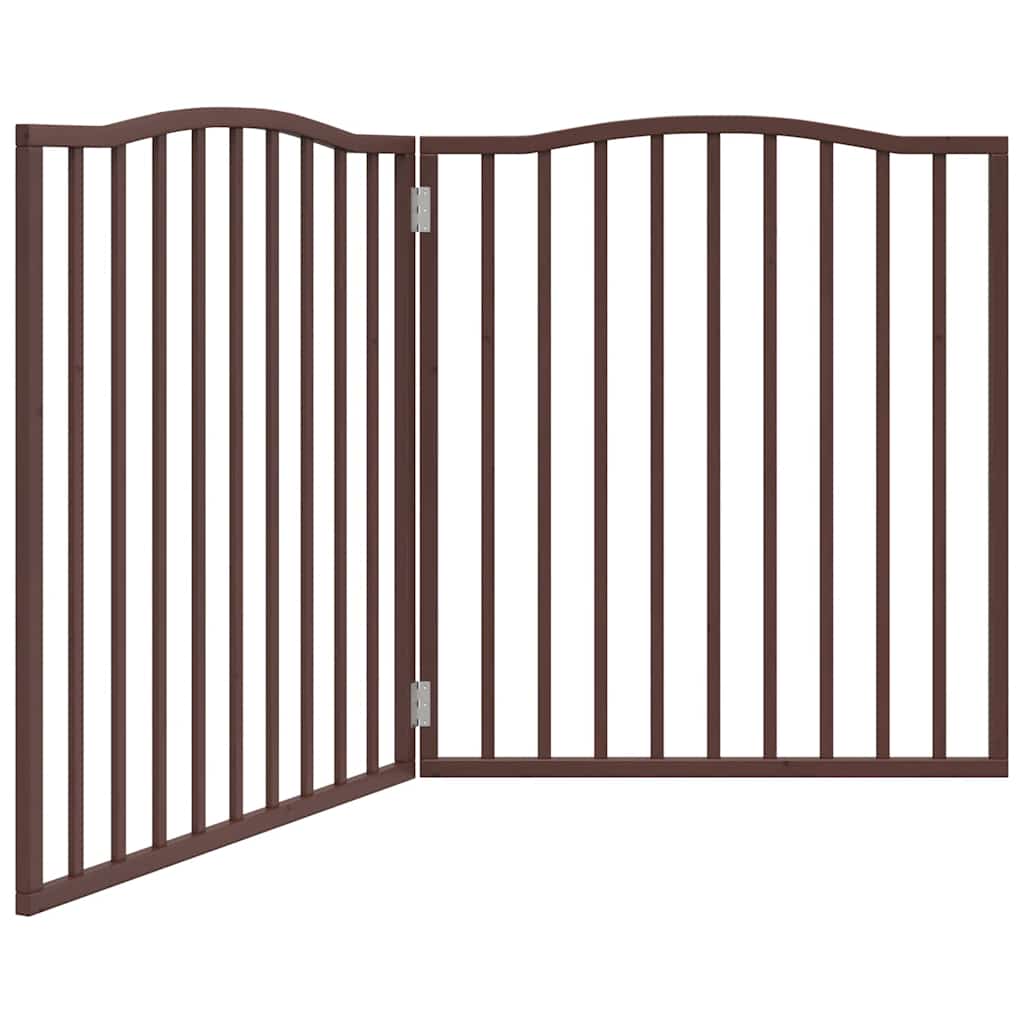 Cancello Cani Pieghevole 2 Pannelli Marrone 160cm Legno Pioppo