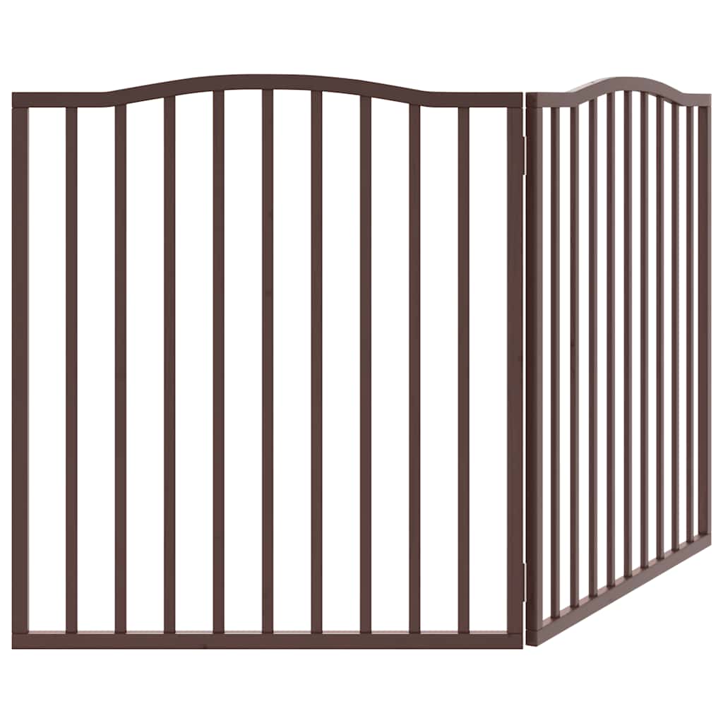 Cancello Cani Pieghevole 2 Pannelli Marrone 160cm Legno Pioppo