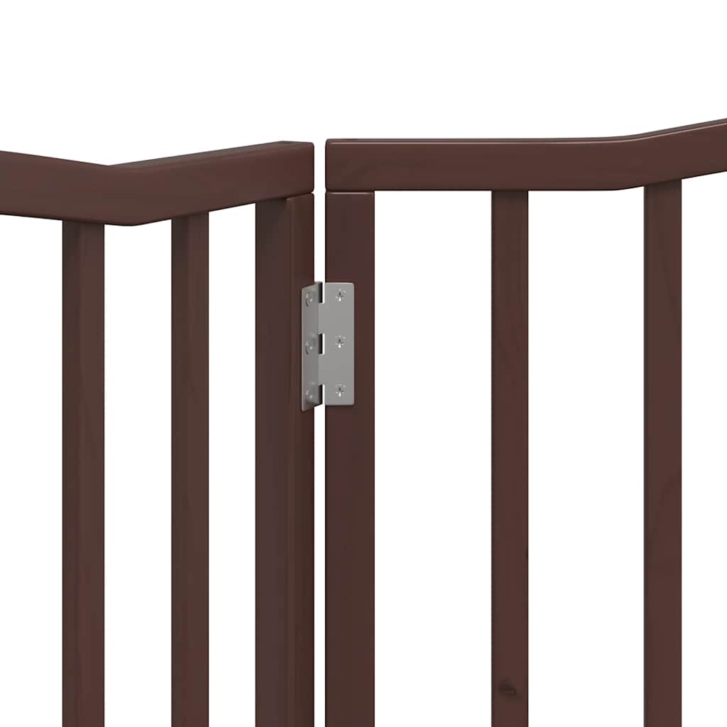 Cancello Cani Pieghevole 2 Pannelli Marrone 160cm Legno Pioppo