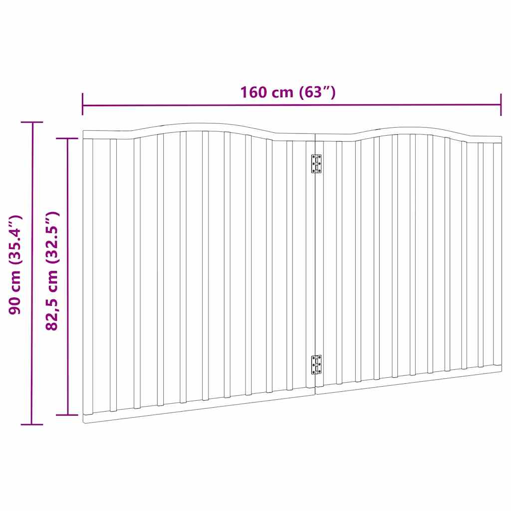 Cancello Cani Pieghevole 2 Pannelli Marrone 160cm Legno Pioppo