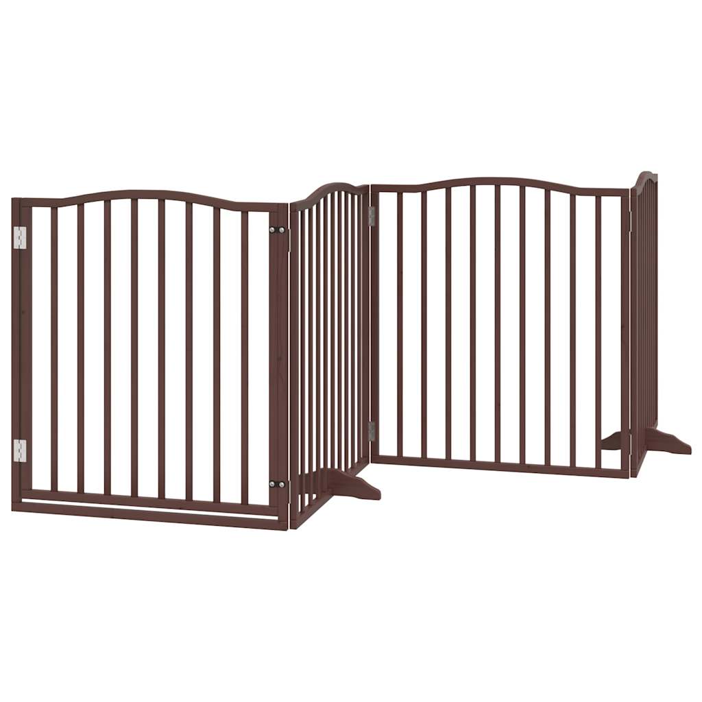 Cancello Cani Porta Pieghevole Marrone 4 Pannelli 320cm Pioppo