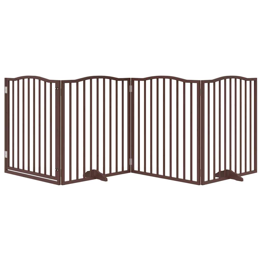 Cancello Cani Porta Pieghevole Marrone 4 Pannelli 320cm Pioppo
