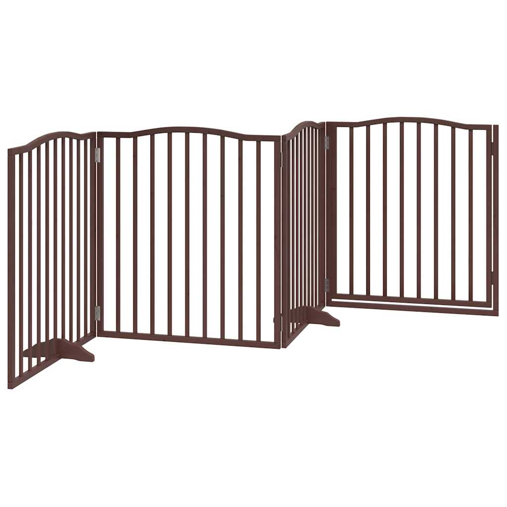 Cancello Cani Porta Pieghevole Marrone 4 Pannelli 320cm Pioppo