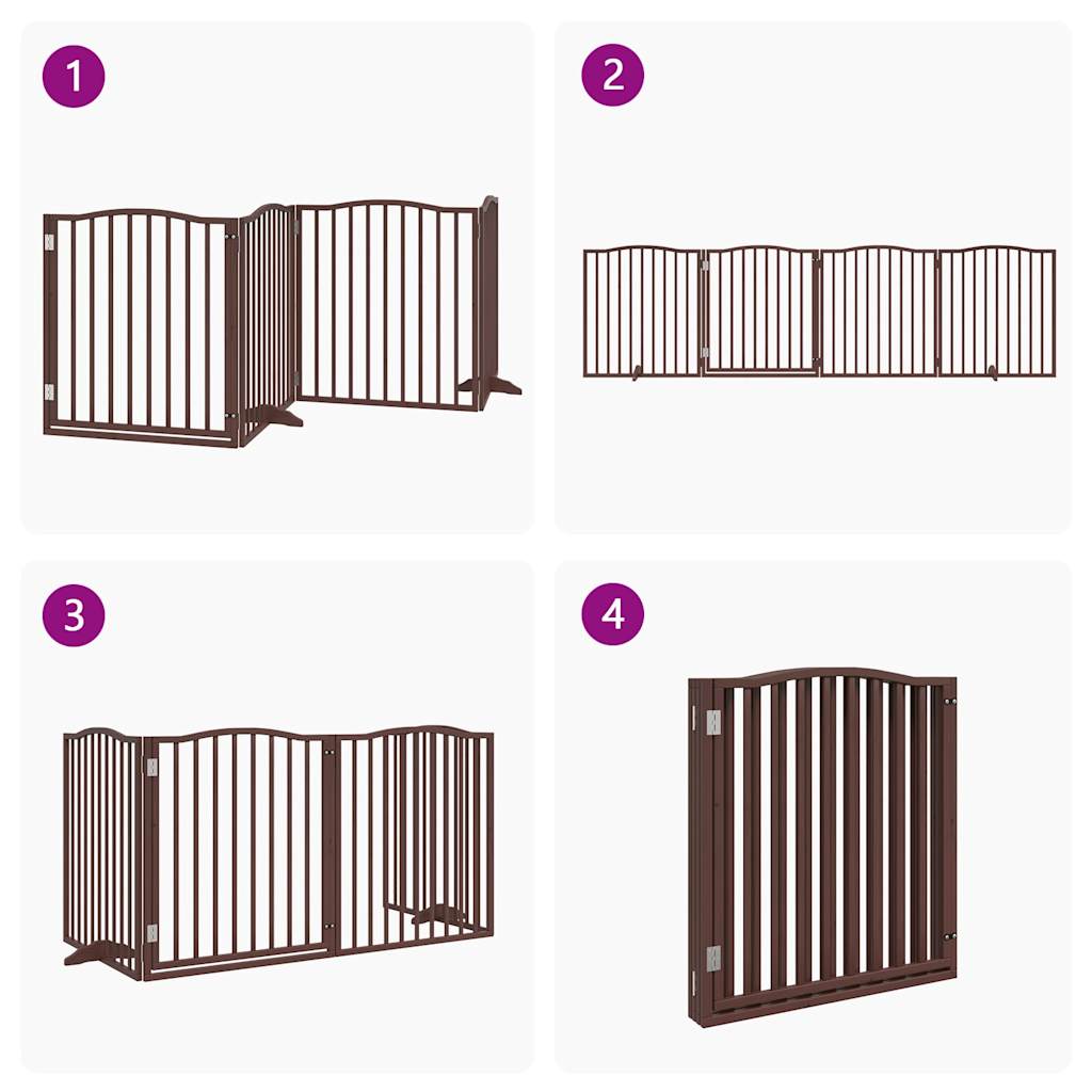 Cancello Cani Porta Pieghevole Marrone 4 Pannelli 320cm Pioppo