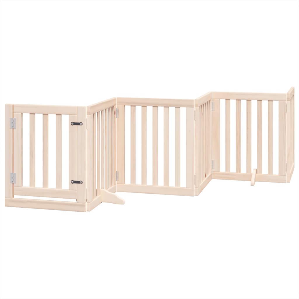 Cancelletto per cani con porta pieghevole 6 pannelli 300 cm in legno di pioppo