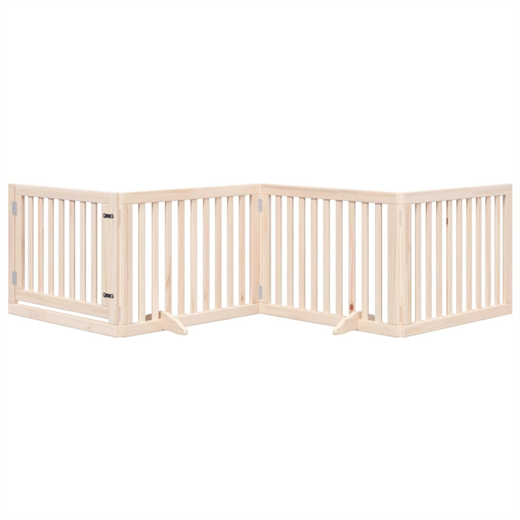 Cancelletto per cani con porta pieghevole 4 pannelli 320 cm in legno di pioppo