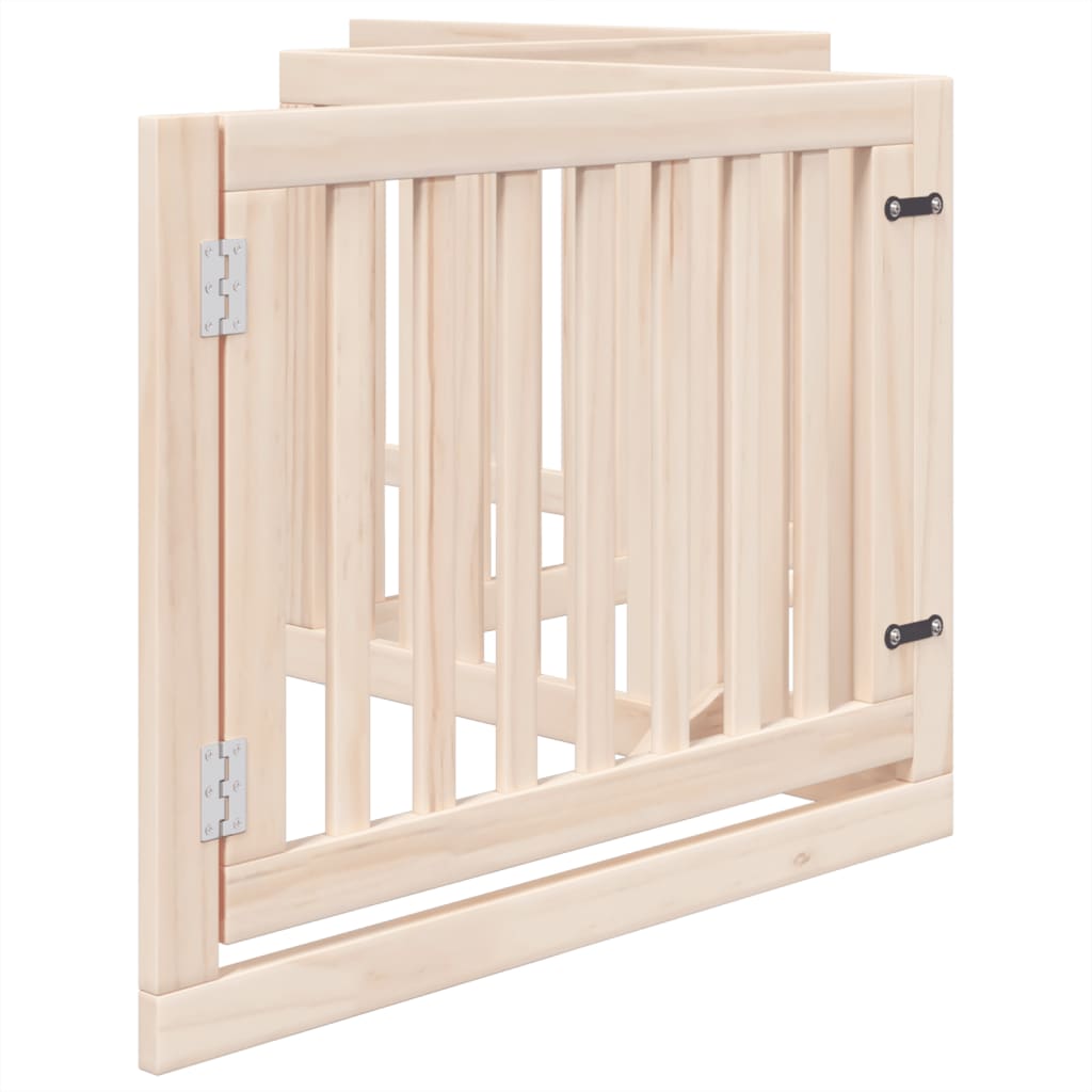 Cancelletto per cani con porta pieghevole 4 pannelli 320 cm in legno di pioppo