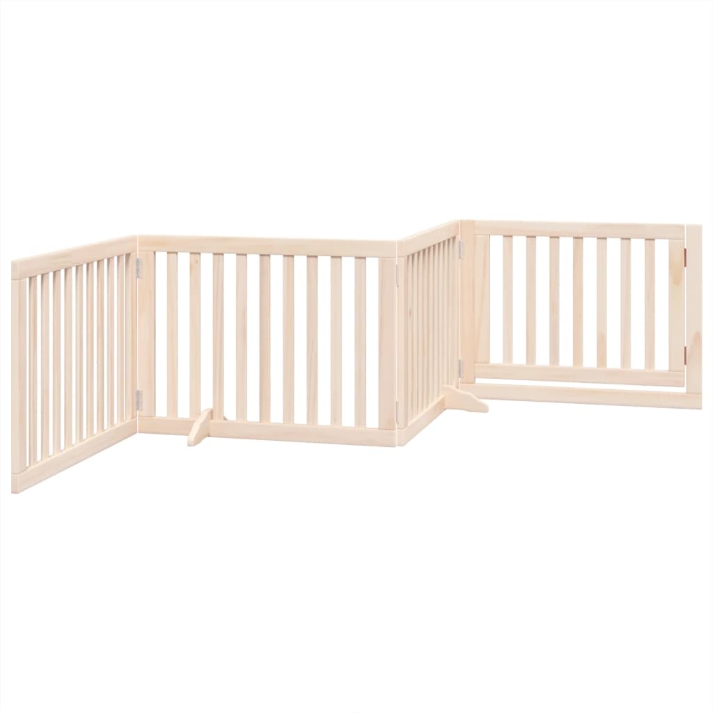 Cancelletto per cani con porta pieghevole 4 pannelli 320 cm in legno di pioppo