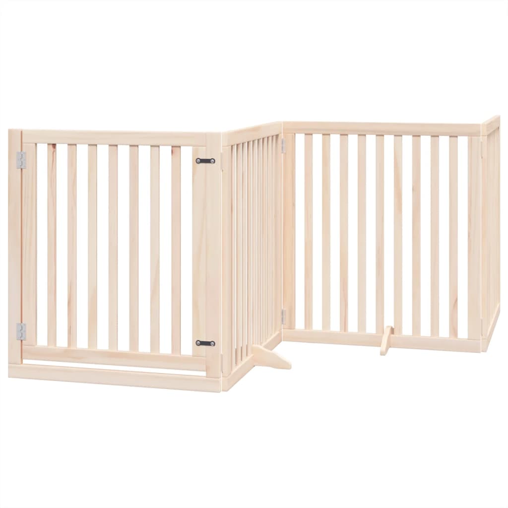 Cancello per Cani con Porta Pieghevole 4 Pannelli 320 cm Pioppo