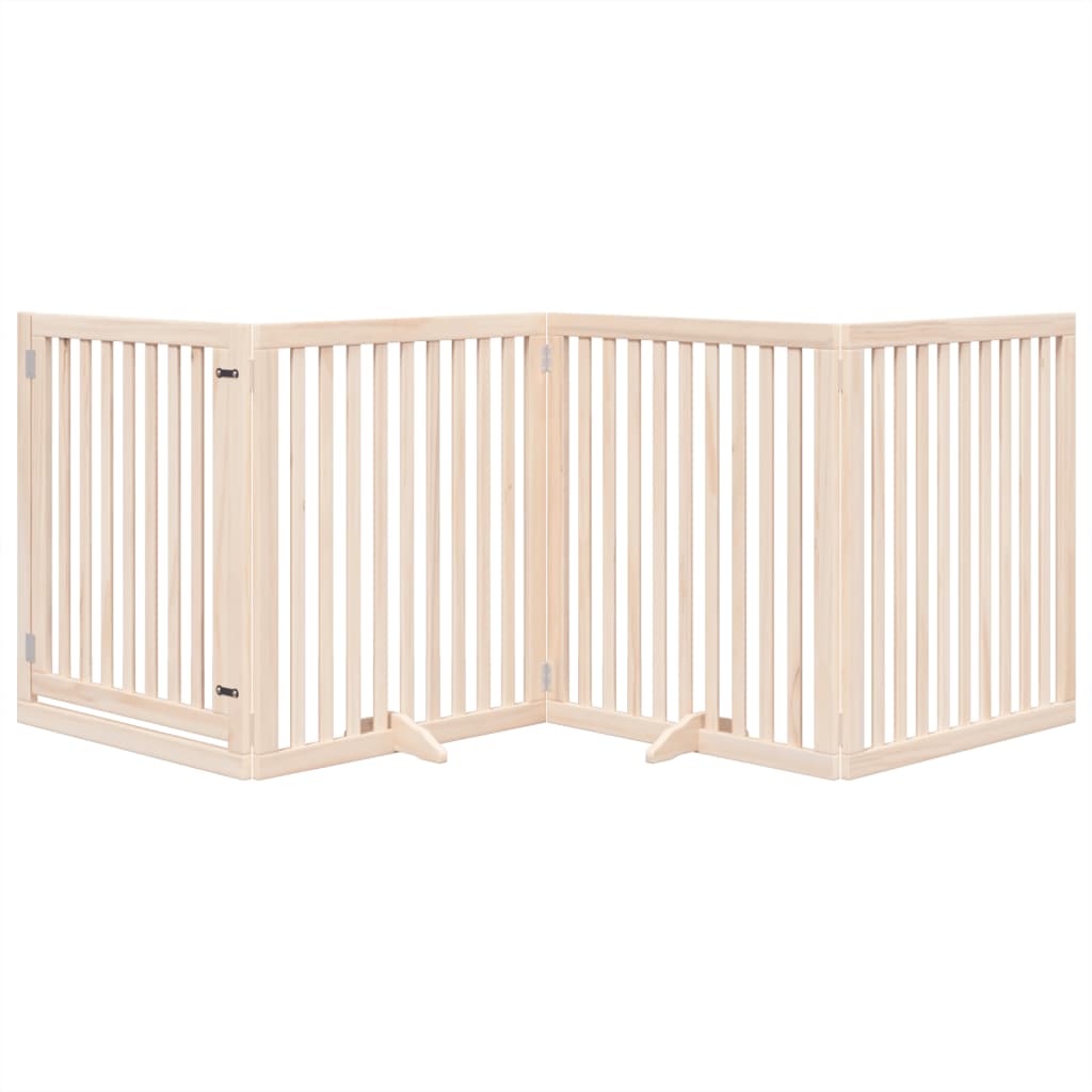 Cancello per Cani con Porta Pieghevole 4 Pannelli 320 cm Pioppo