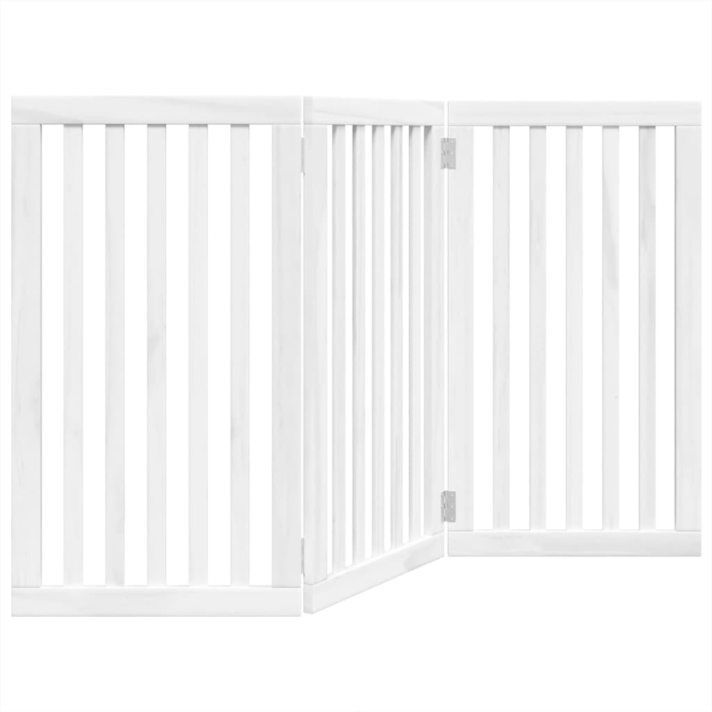 Cancello per Cani Pieghevole 3 Pannelli Bianco 150 cm Pioppo