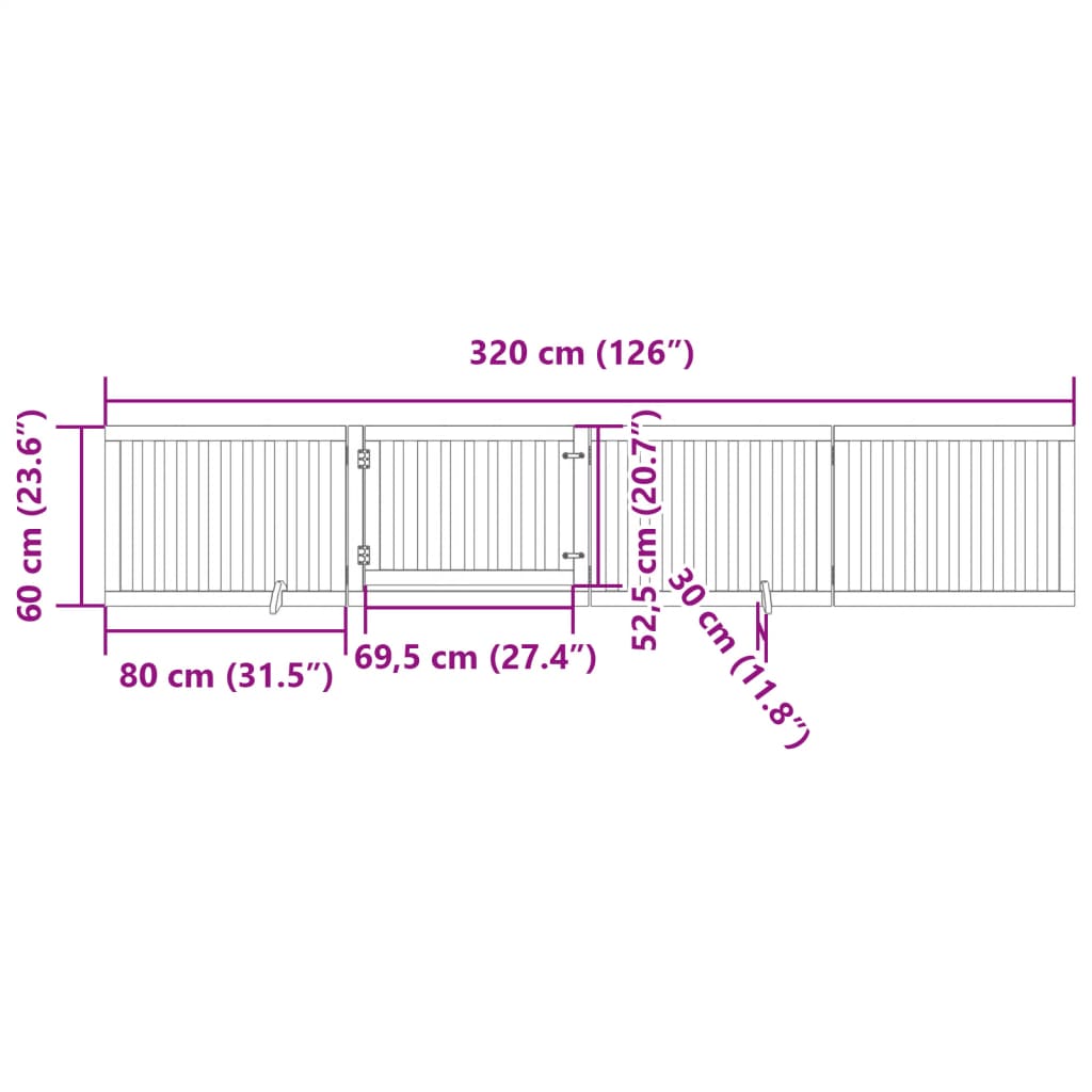 Cancello Cani Porta Pieghevole Bianco 4 Pannelli 320 cm Pioppo