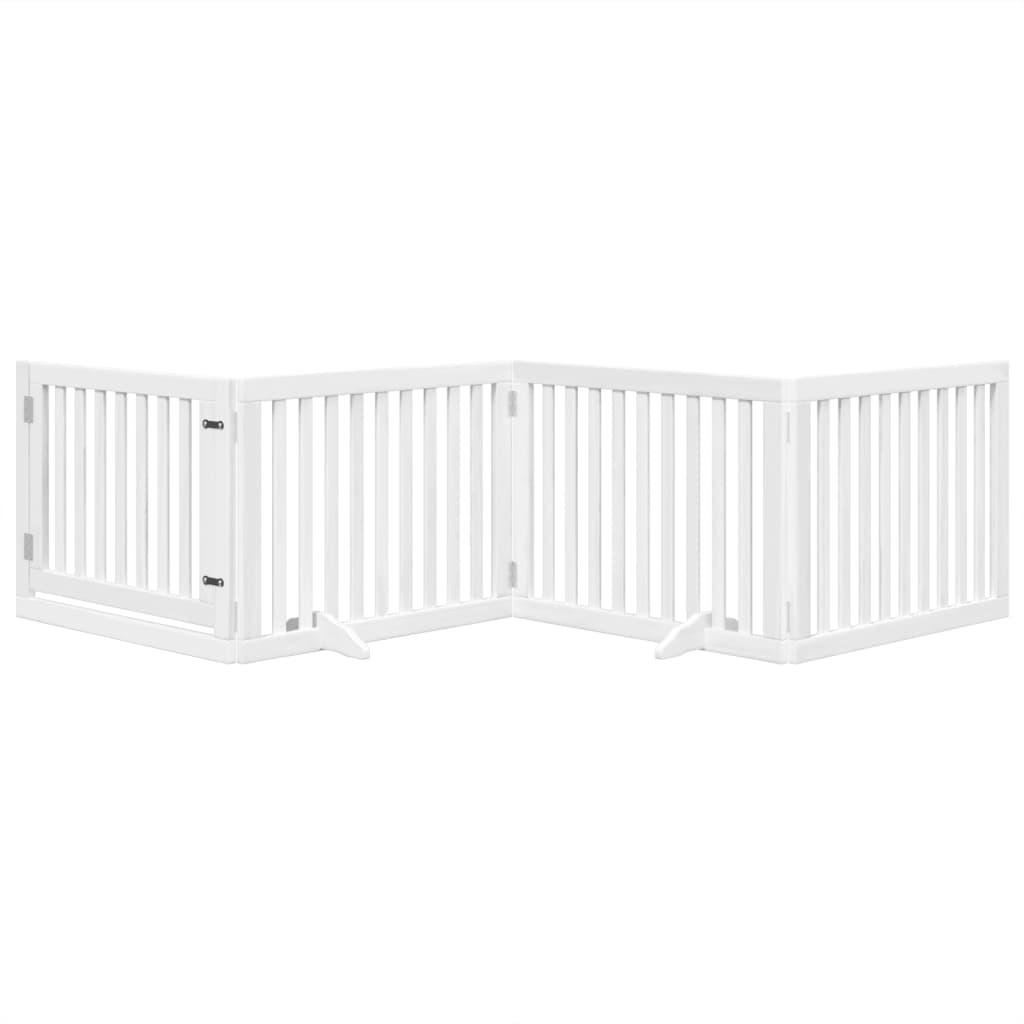 Cancello Cani Porta Pieghevole Bianco 4 Pannelli 320 cm Pioppo