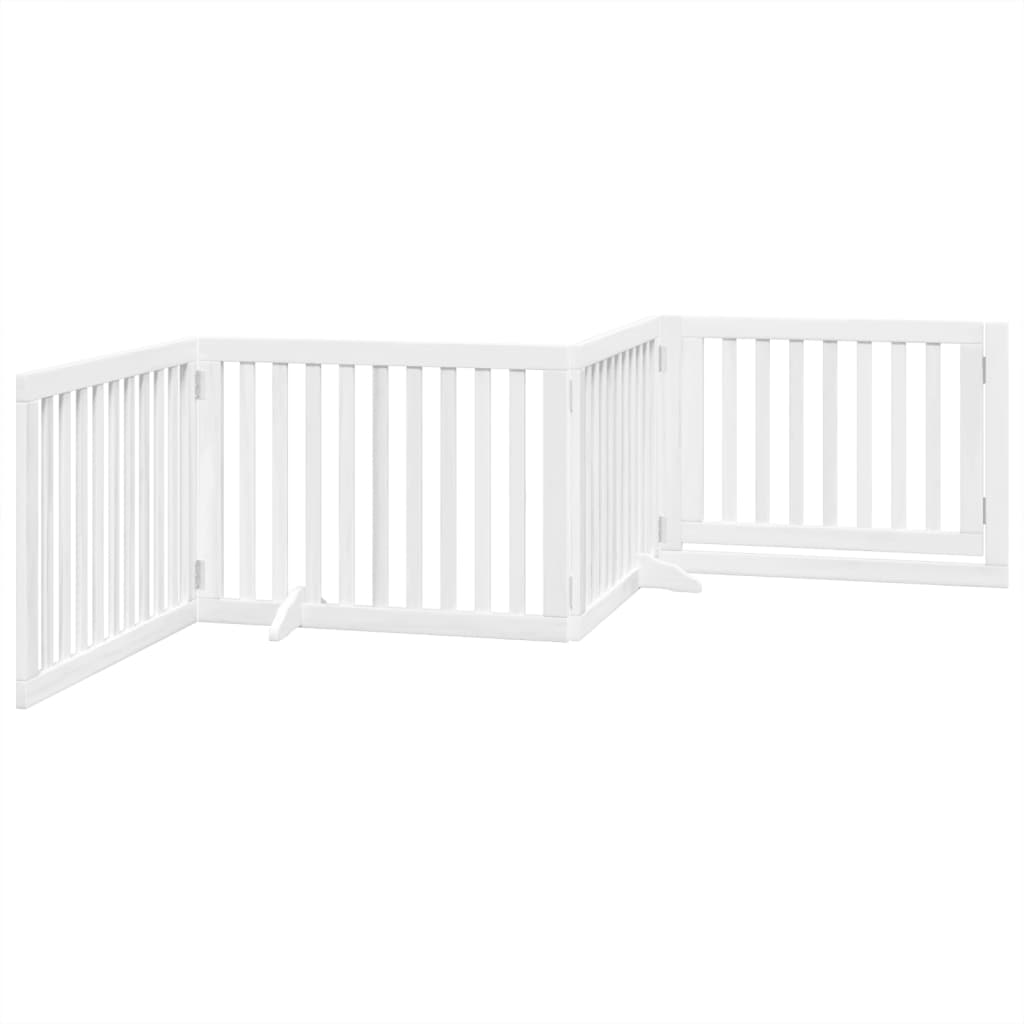 Cancello Cani Porta Pieghevole Bianco 4 Pannelli 320 cm Pioppo