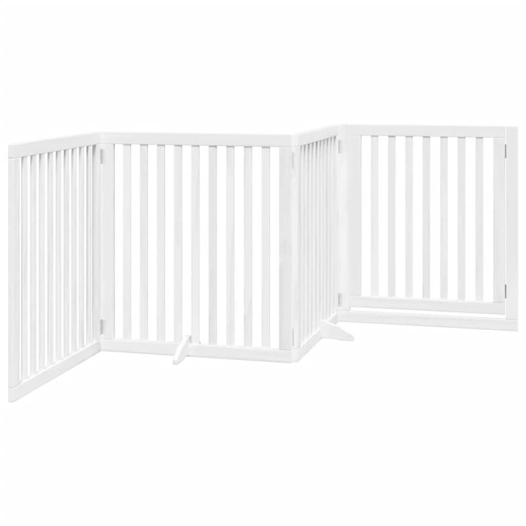 Cancello Cani Porta Pieghevole Bianco 4 Pannelli 320 cm Pioppo