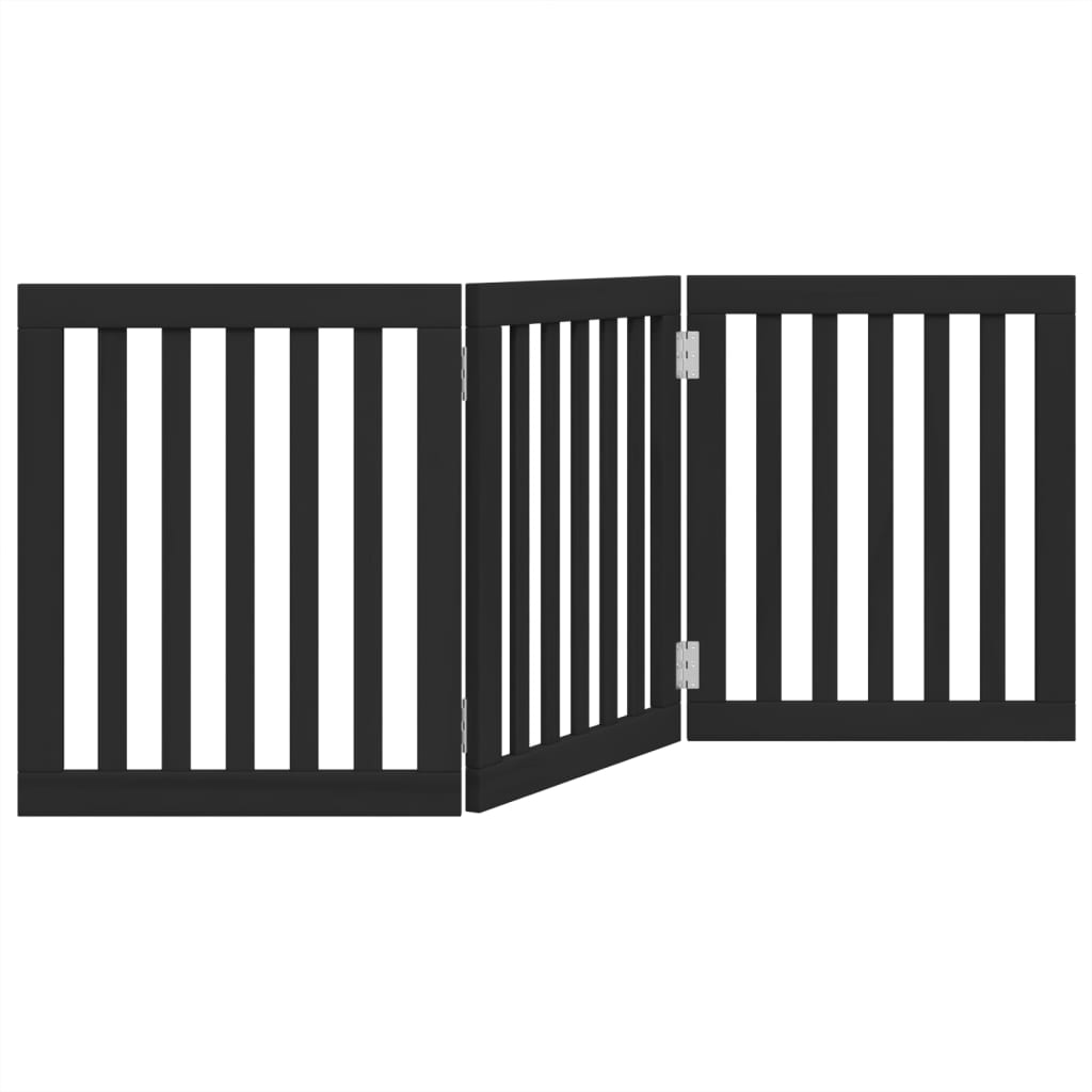 Cancello per Cani Pieghevole 3 Pannelli Nero 150cm Legno Pioppo
