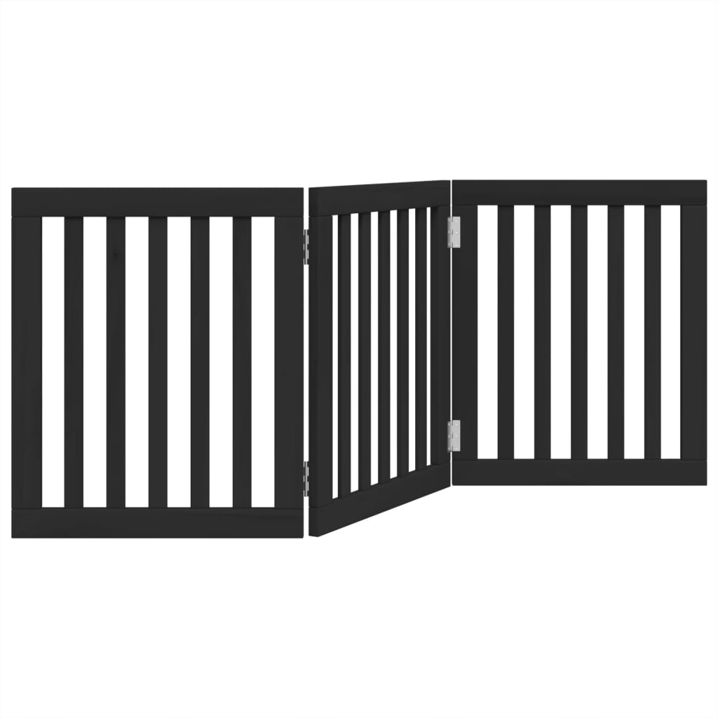 Cancello per Cani Pieghevole 3 Pannelli Nero 150cm Legno Pioppo