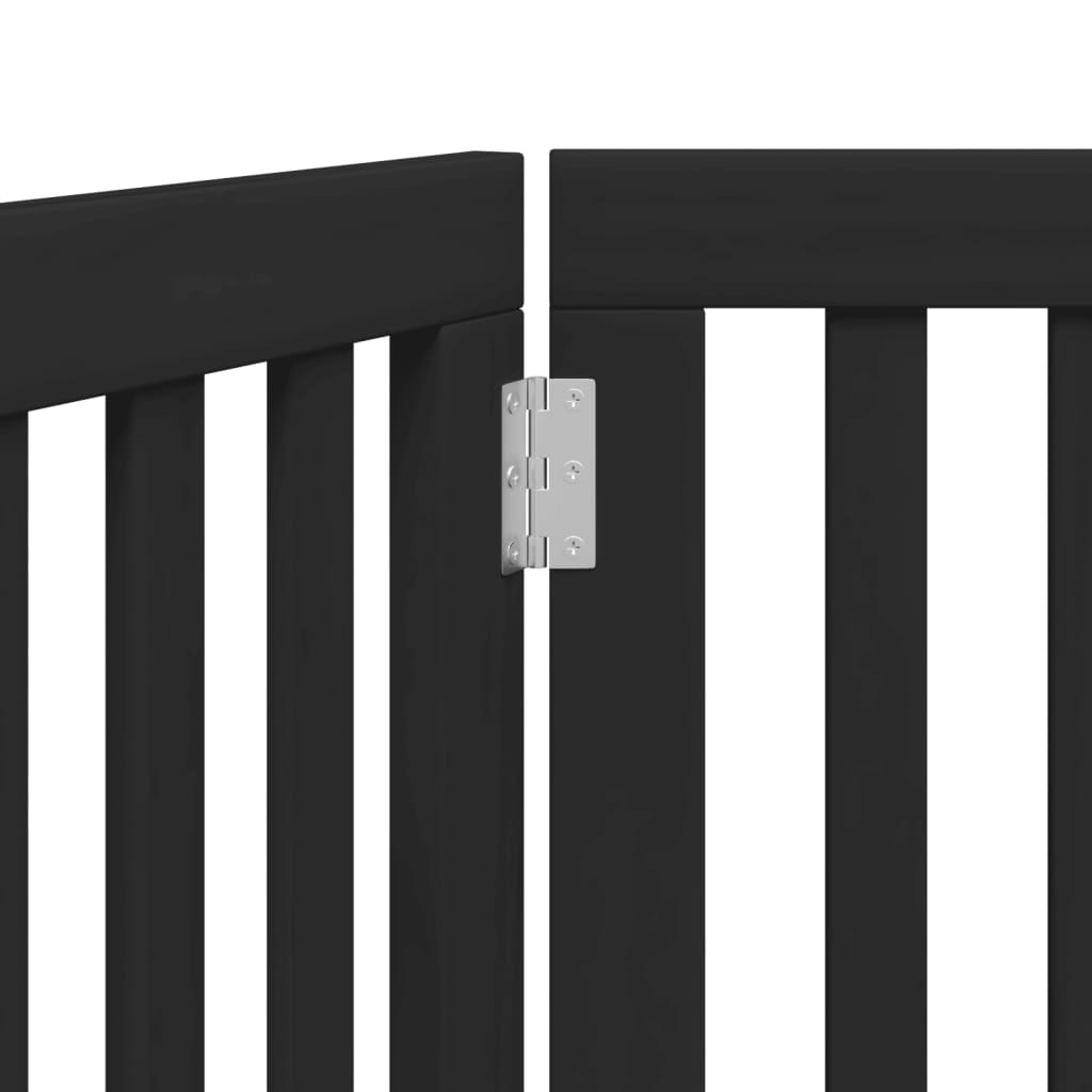 Cancello per Cani Pieghevole 3 Pannelli Nero 150cm Legno Pioppo