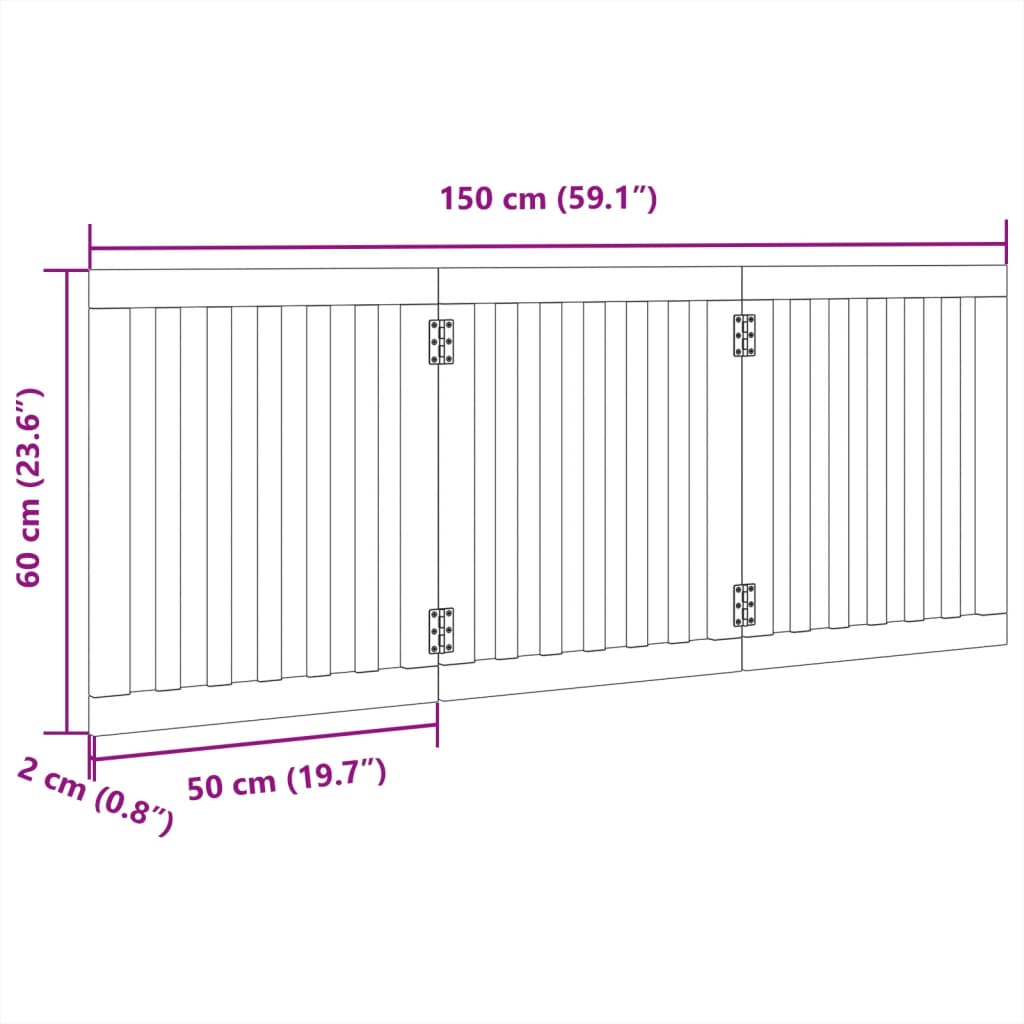 Cancello per Cani Pieghevole 3 Pannelli Nero 150cm Legno Pioppo
