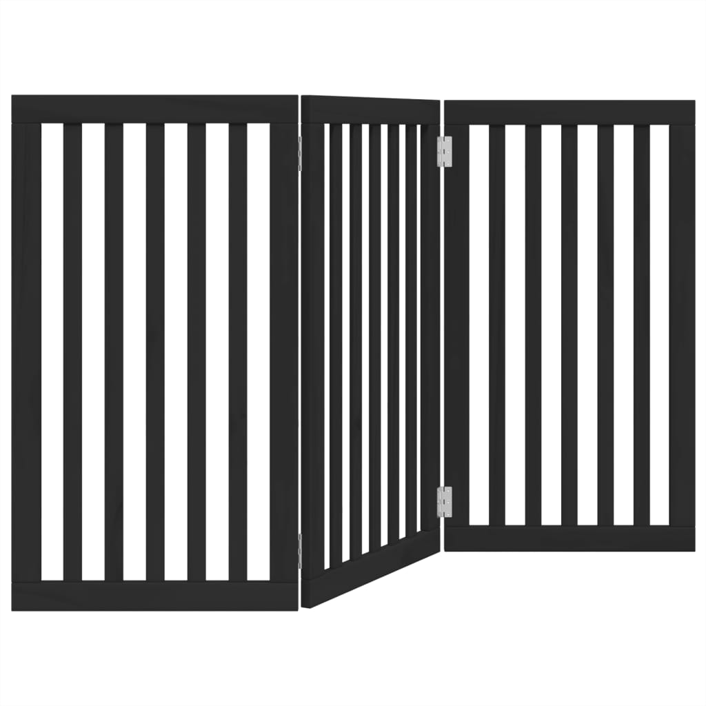 Cancello per Cani Pieghevole 3 Pannelli Nero 150cm Legno Pioppo