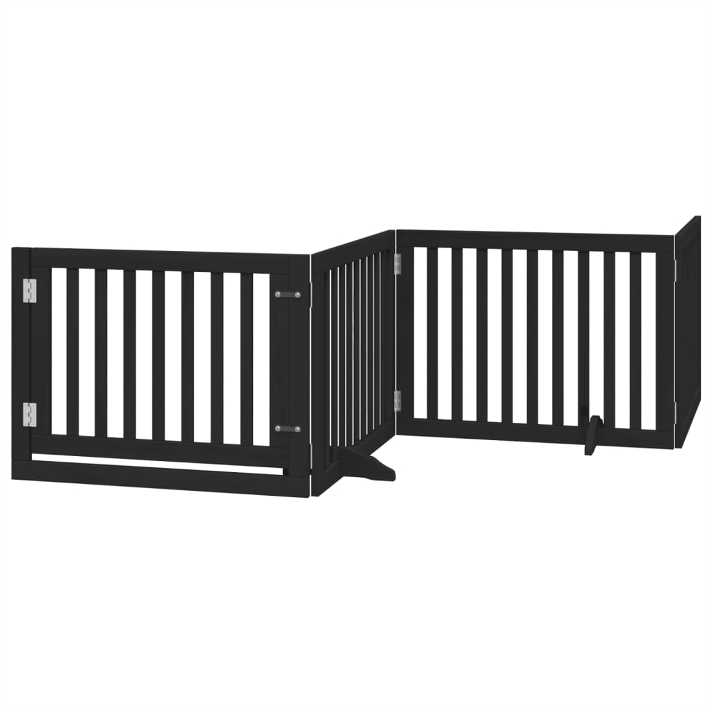 Cancello per Cani Porta Pieghevole Nero 4 Pannelli 320cm Pioppo