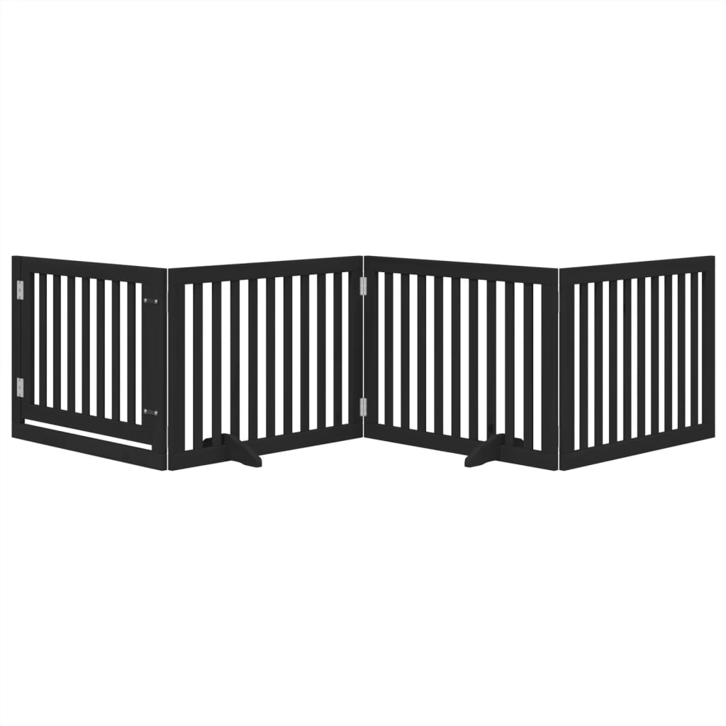 Cancello per Cani Porta Pieghevole Nero 4 Pannelli 320cm Pioppo