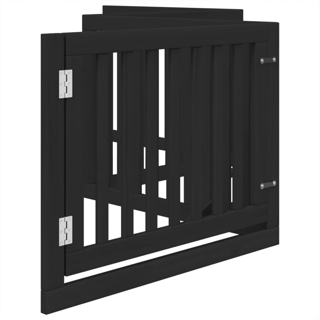 Cancello per Cani Porta Pieghevole Nero 4 Pannelli 320cm Pioppo
