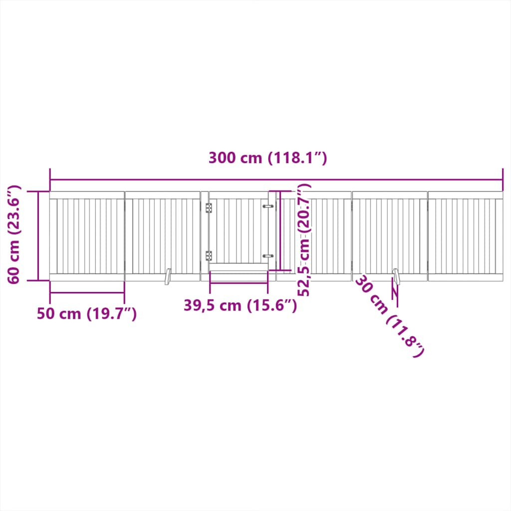 Cancello Cani Porta Pieghevole Marrone 6 Pannelli 300cm Pioppo