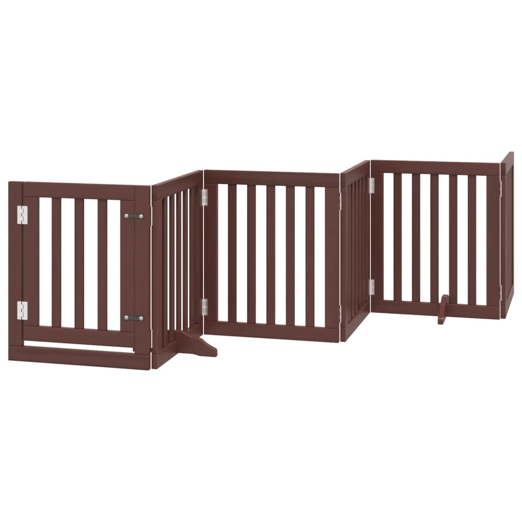 Cancello Cani Porta Pieghevole Marrone 6 Pannelli 300cm Pioppo