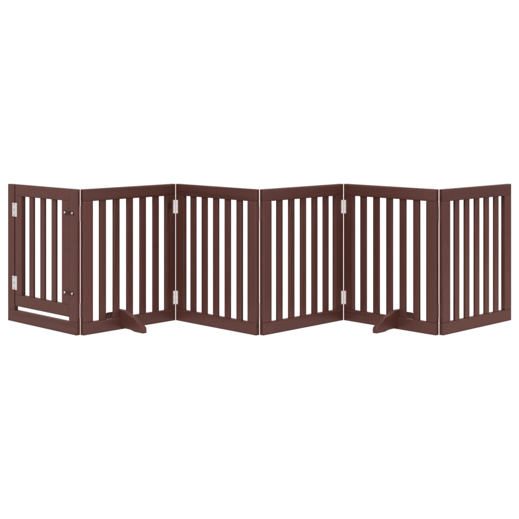 Cancello Cani Porta Pieghevole Marrone 6 Pannelli 300cm Pioppo