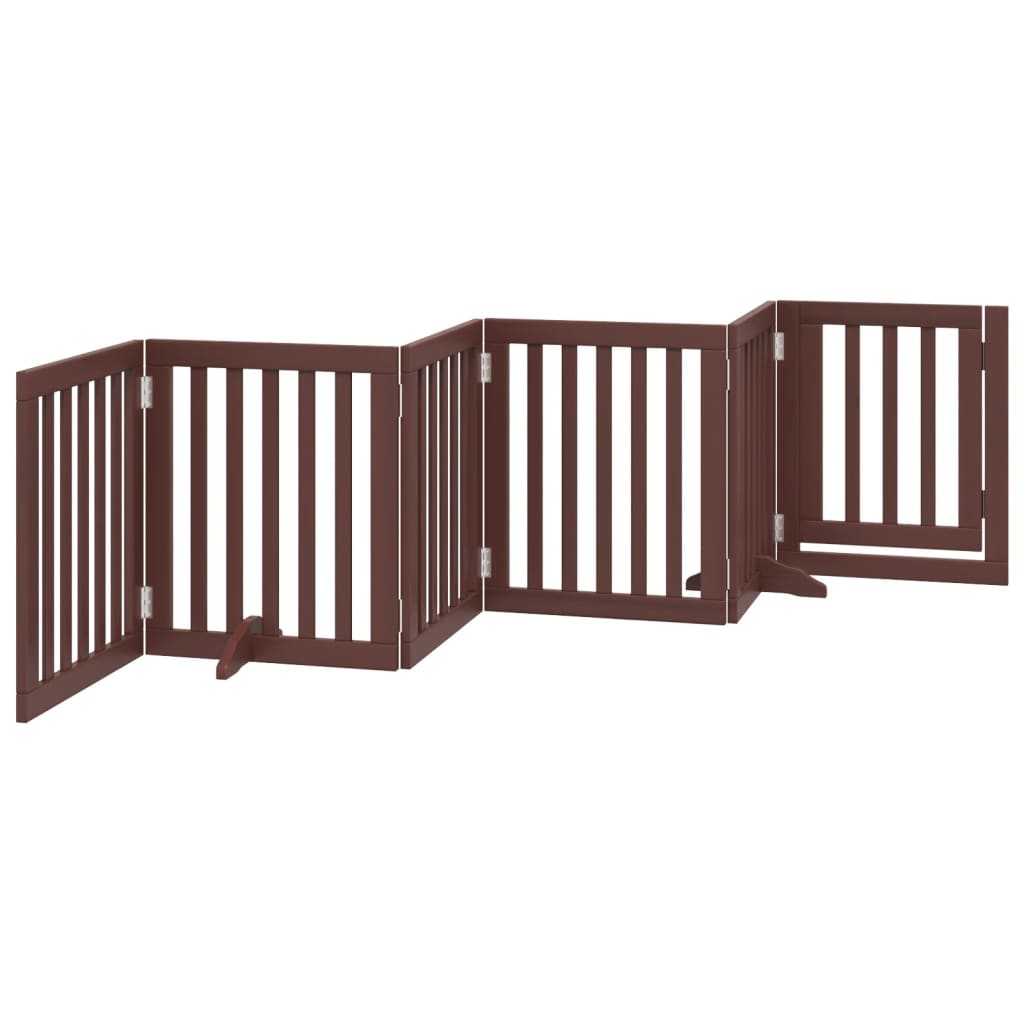 Cancello Cani Porta Pieghevole Marrone 6 Pannelli 300cm Pioppo